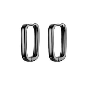 Gunmetal 925 Sterling Silver Rectangle Huggies Earrings